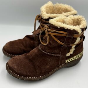 Cute UGG Brown Suede Shearling Boots Booties